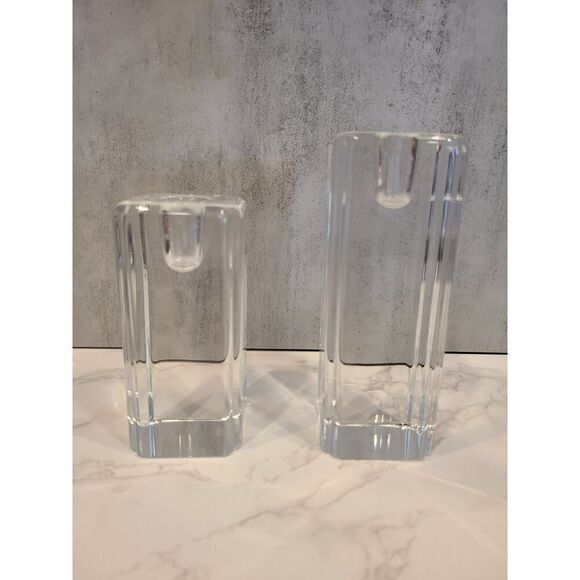 Kosta Boda Anna Ehrner Candleholders Swedish crystal Pillar Set Number Signed - Picture 3 of 11